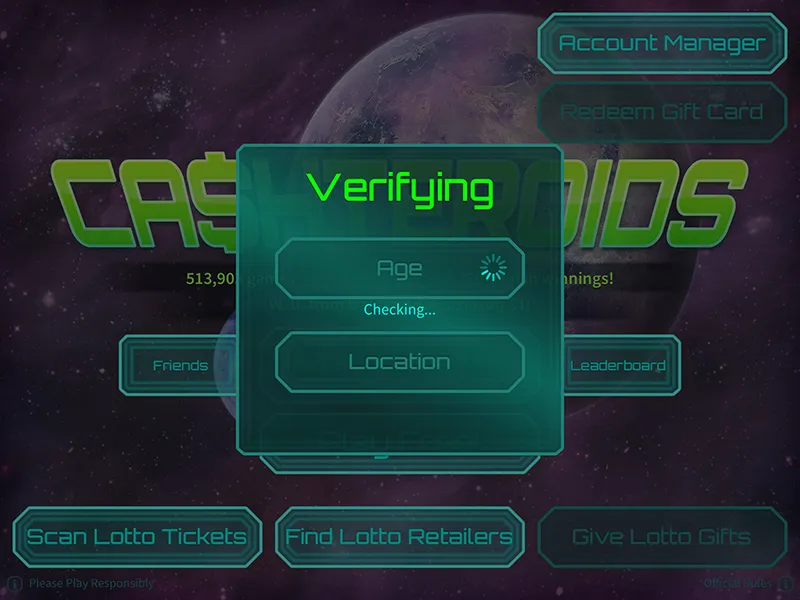 Cashteroids age verification