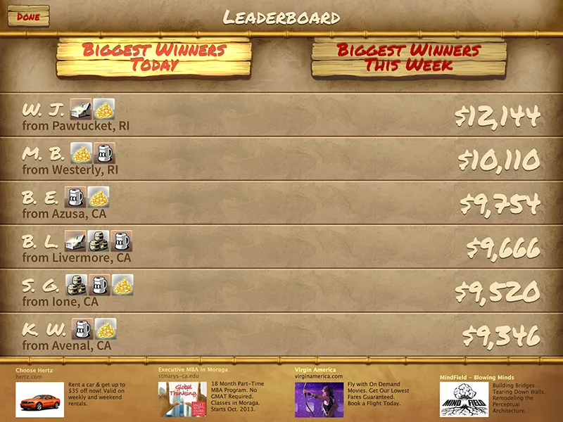 Pirate Gold leaderboard