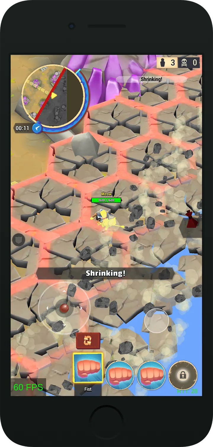 The arena shrinks